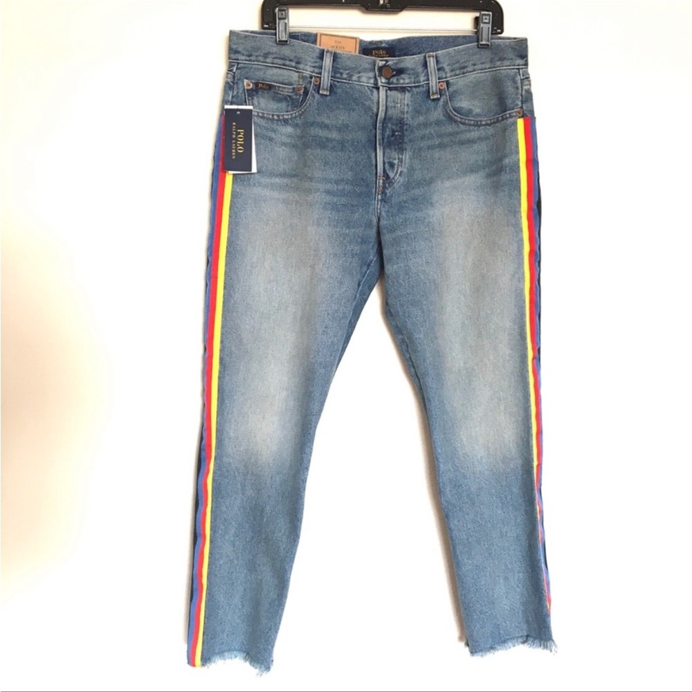 Polo Ralph Lauren Avery Racing Stripes Boyfriend Jeans Size 27